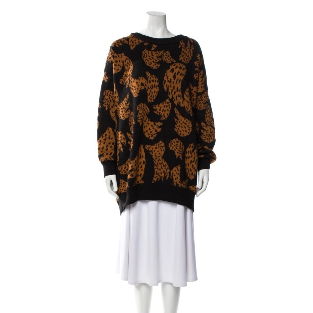 FARM Rio Women’s Black Brown Bananica Intarsia Crewneck Oversized Sweater XS - Picture 11 of 16